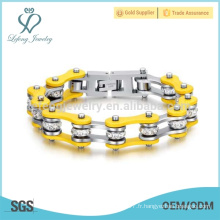 Prix ​​d&#39;usine bracelets biker plaqué jaune pour homme, bijoux bracelet cycliste